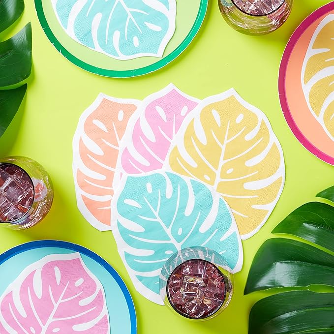 Multicolor Monstera Leaf Lunch Napkins 20ct | The Party Darling