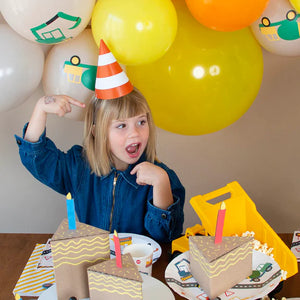 Little Kids wearing a Construction Site Party Hat | The Party Darling