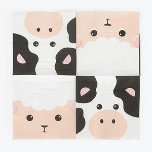 Farm Animal Sheep & Cow Dessert Napkins 20ct | The Party Darling