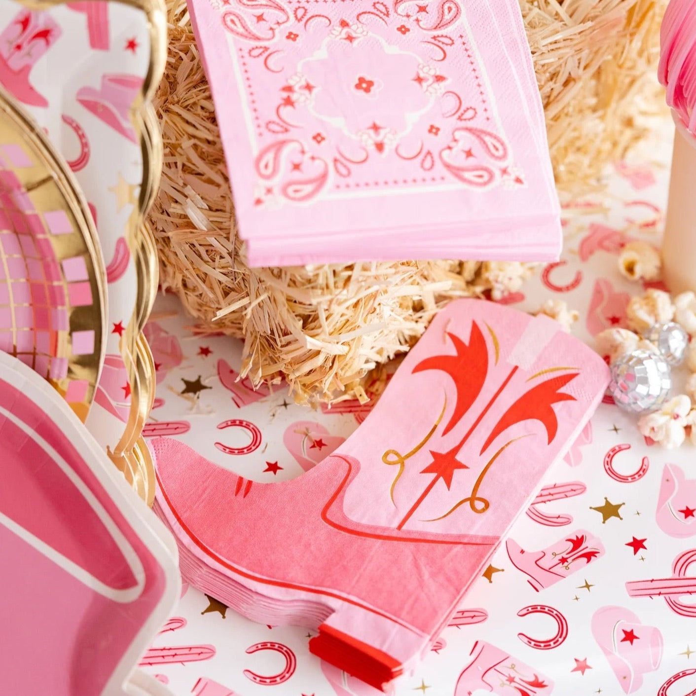 Pink Cowgirl Boot Lunch Napkins 18ct | The Party Darling