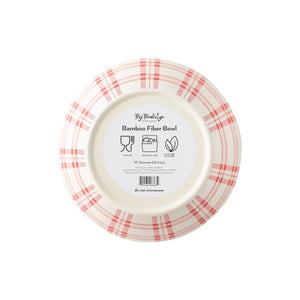 Cream & Red Plaid Bamboo Serving Bowl Bottom | The Party Darling