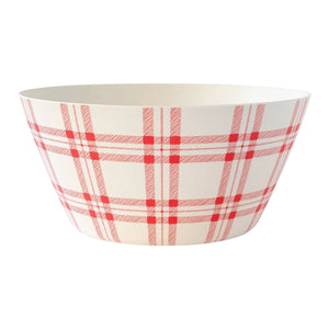 Cream & Red Plaid Bamboo Serving Bowl | The Party Darling