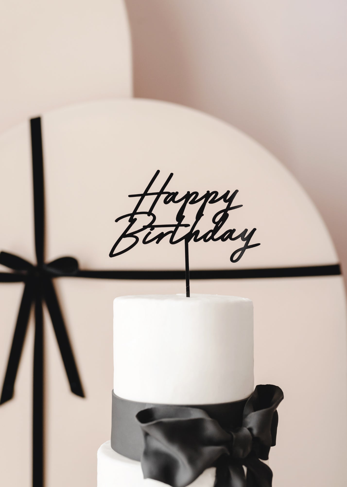 Cursive Black Happy Birthday Cake Topper | The Party Darling