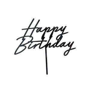 Cursive Black Happy Birthday Cake Topper | The Party Darling