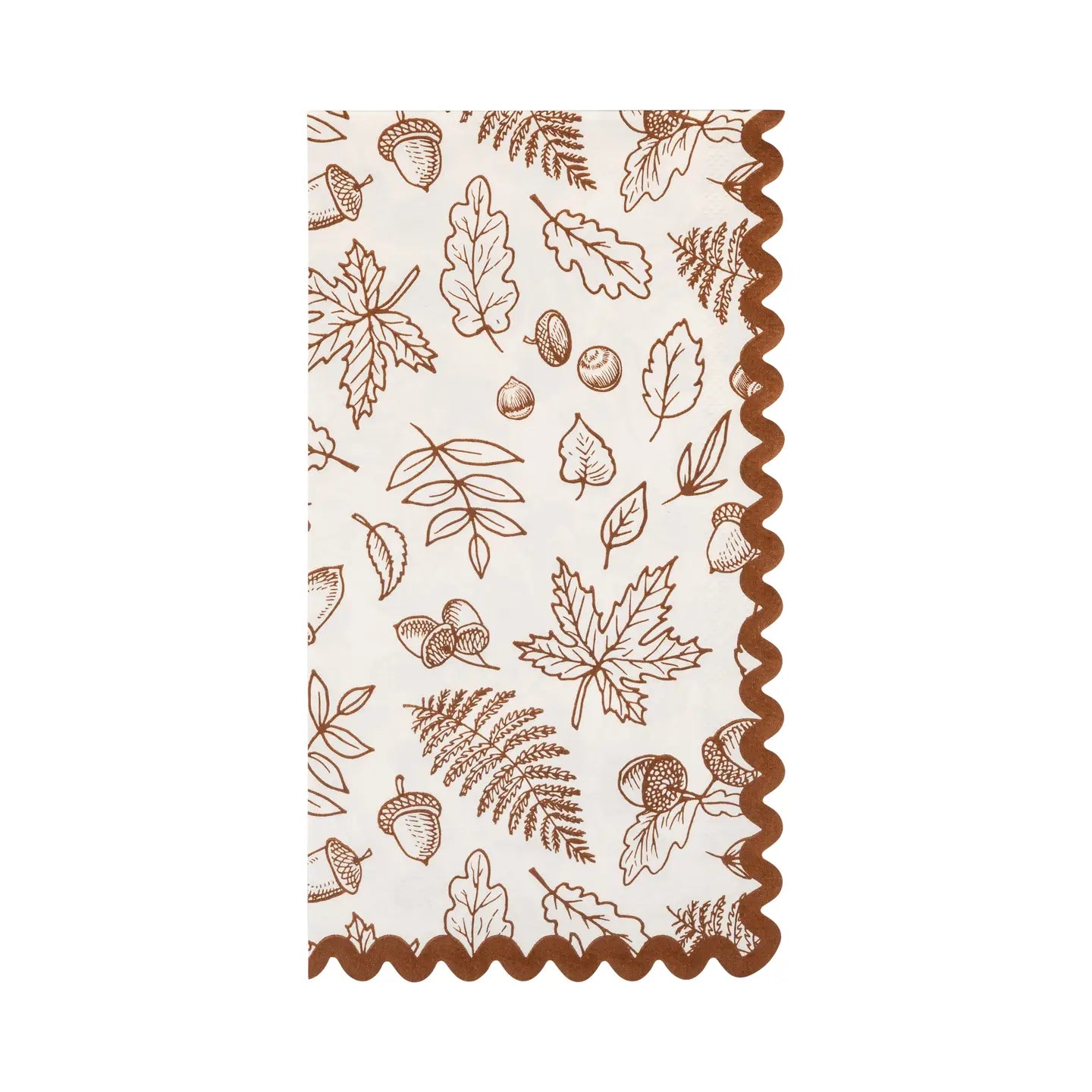 Fall Foliage Paper Guest Towels with brown leaves and acorns