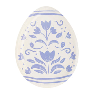 Blue Floral Easter Egg Dessert Plates 8ct | The Party Darling