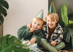 Kids wearing Spiked Dinosaur Party Hats | The Party Darling