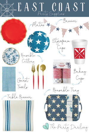 Hamptons Blue & Red Food Cups 50ct | The Party Darling