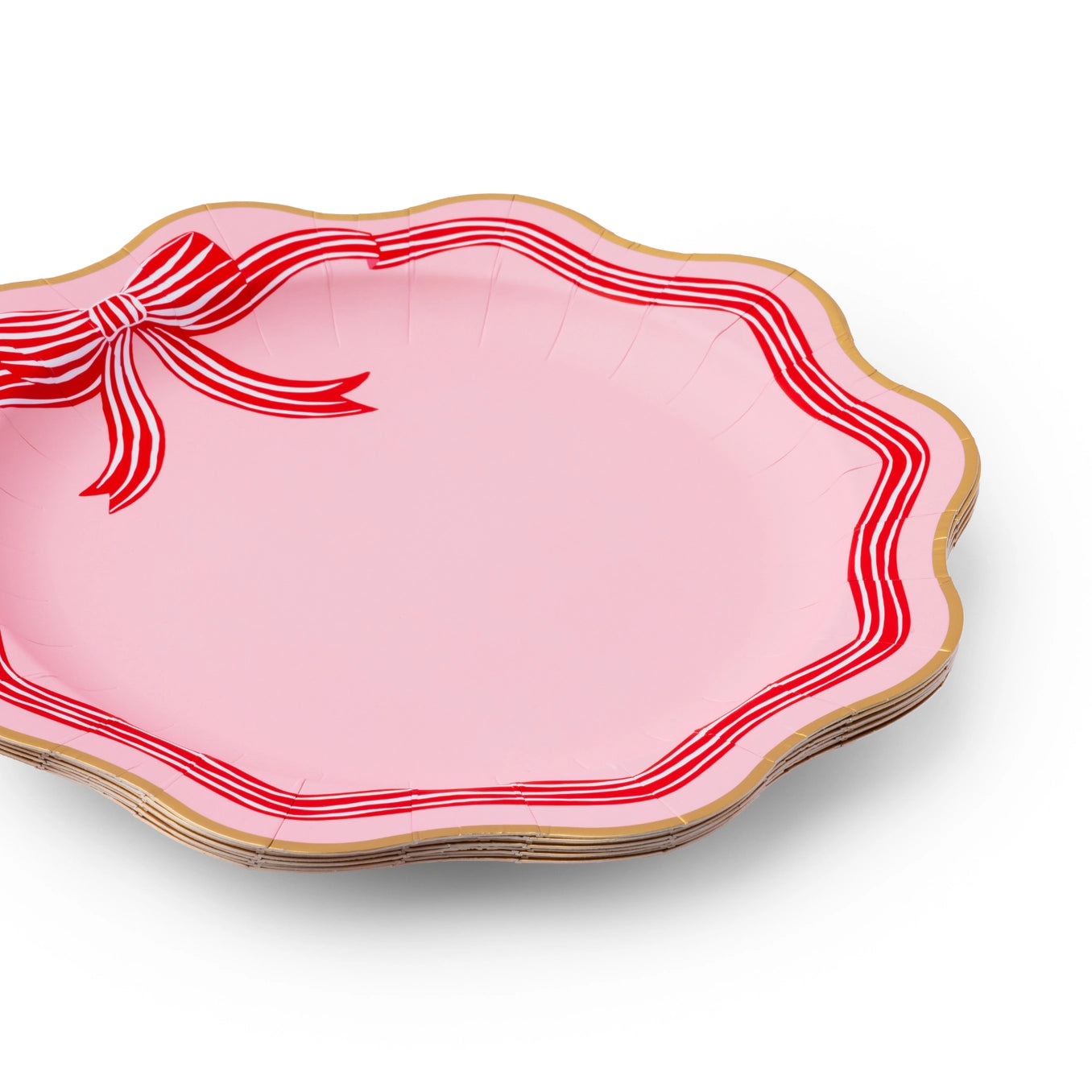 Pink bow dinner plate for Christmas and holiday table settings