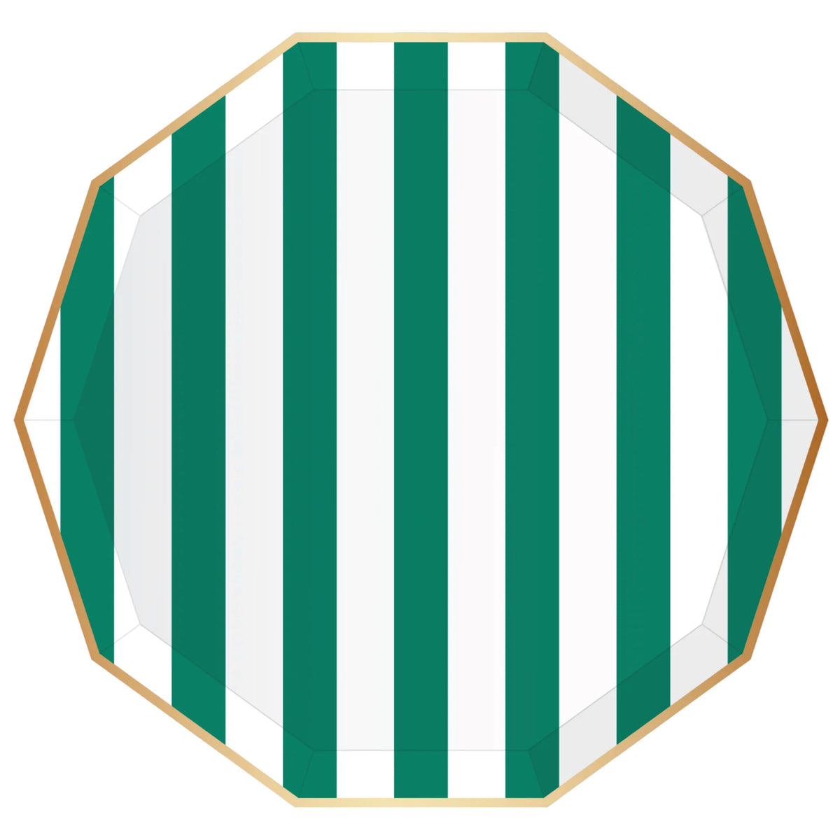 Emerald Green Cabana Striped Dinner Plates 8ct | The Party Darling