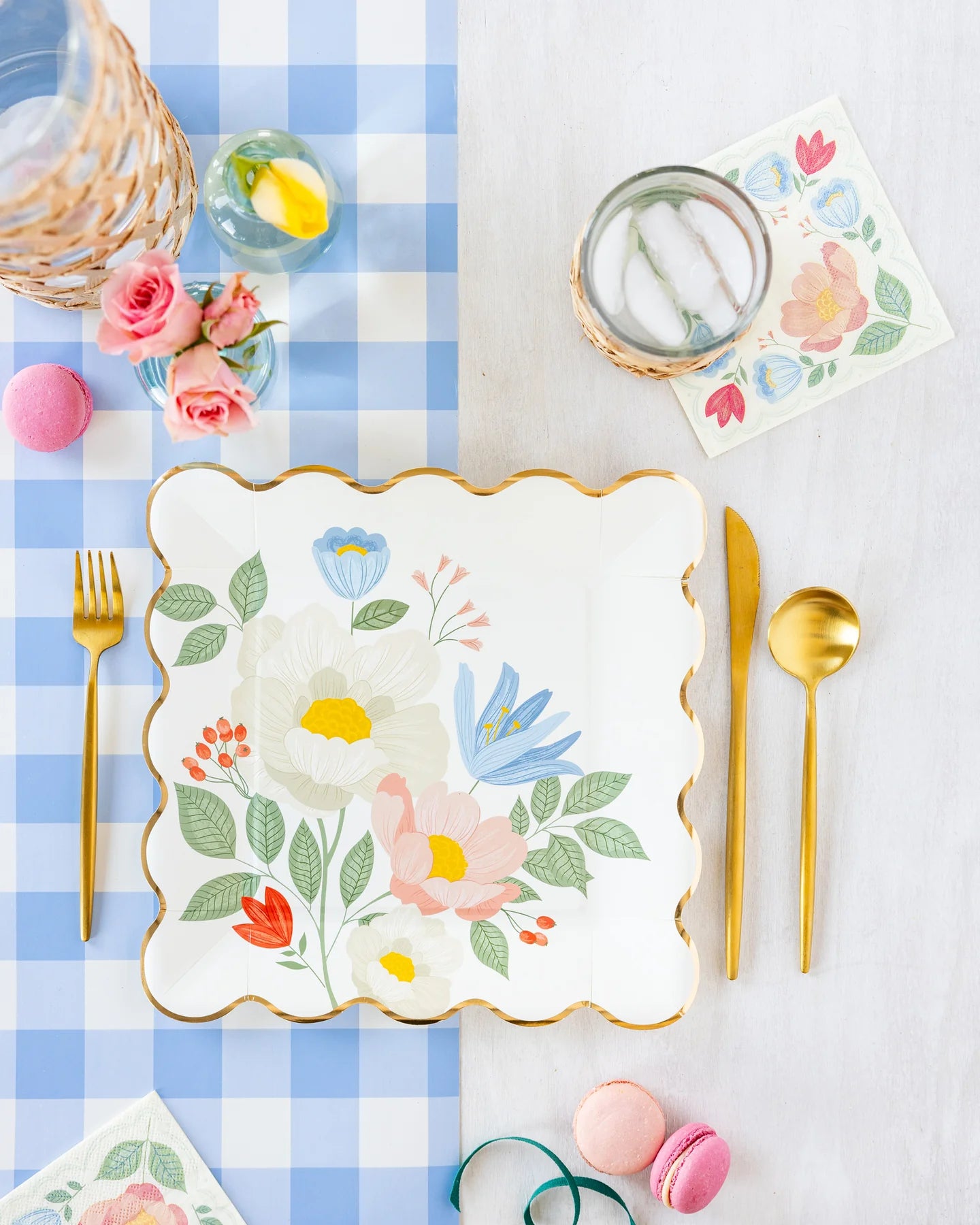 Springtime Blooms Square Dinner Plates 8ct | The Party Darling