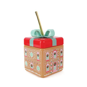 Gingerbread House Plastic Cup with Straw | The Party Darling