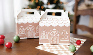 Gingerbread Treat Boxes Assembled on a Table