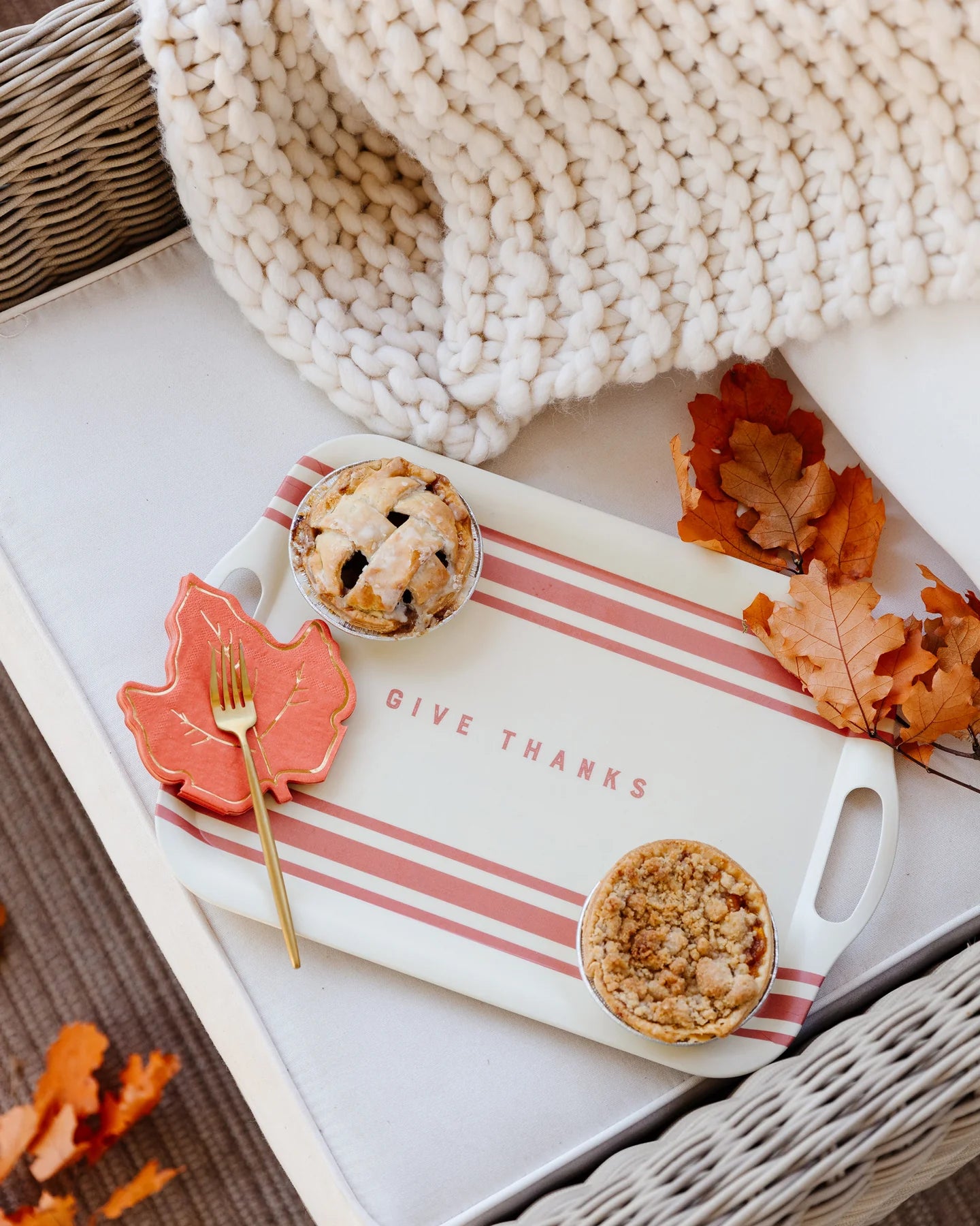 Give Thanks Fall Bamboo Serving Tray | The Party Darling