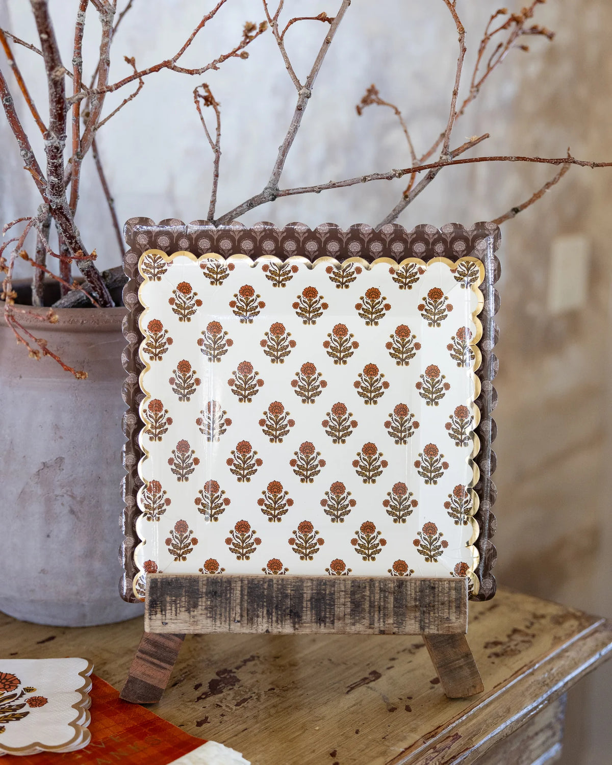 give thanks repeat floral pattern dinner plates