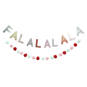 Glittered Fa La La Banner & Pom Pom Garland Set 6ft | The Party Darling