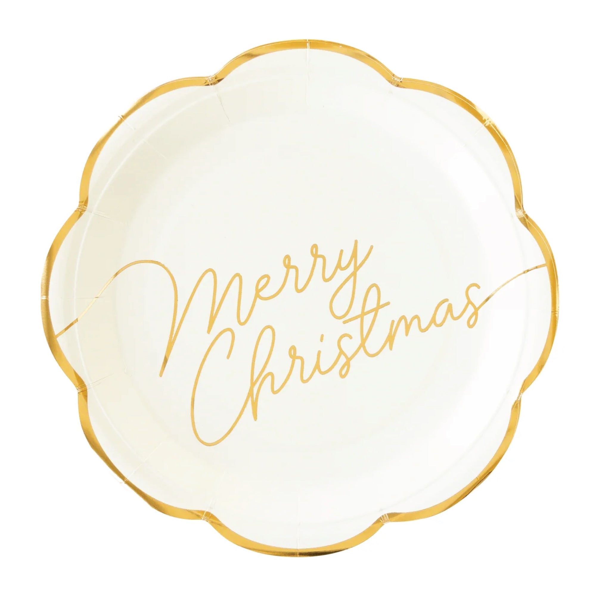 Gold Merry Christmas Script Lunch Plates 8ct | The Party Darling