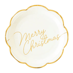 Gold Merry Christmas Script Lunch Plates 8ct | The Party Darling