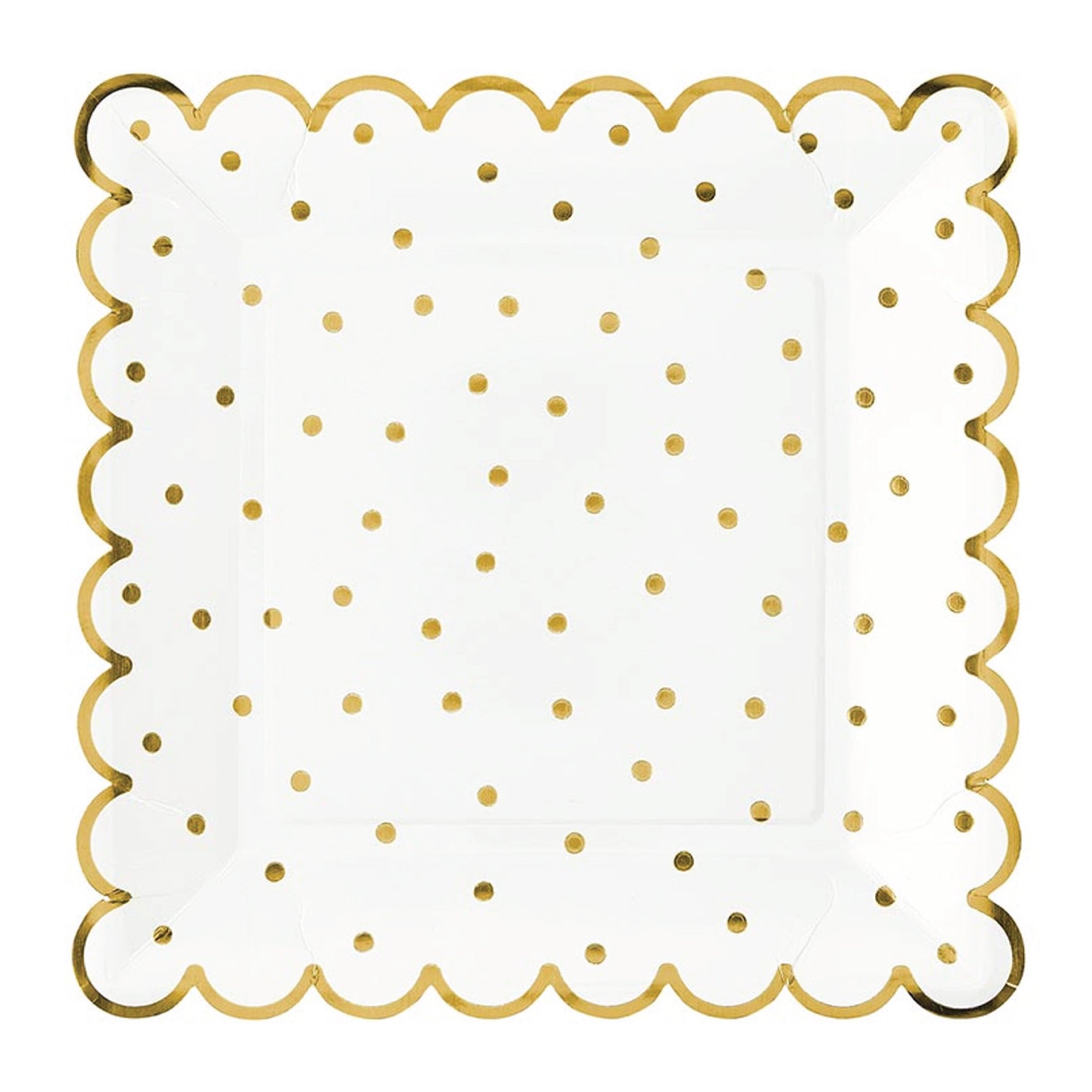 Gold Polka Dot Square Scalloped Lunch Plates 8ct | The Party Darling