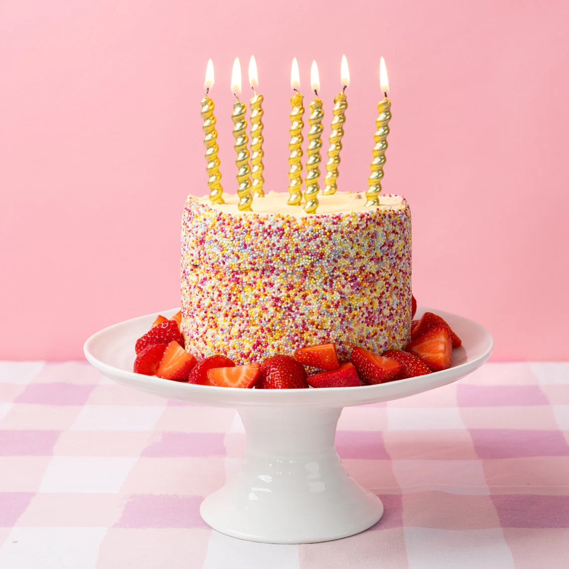 Twirl Gold Party Candles on Birthday Cake | The Party Darling