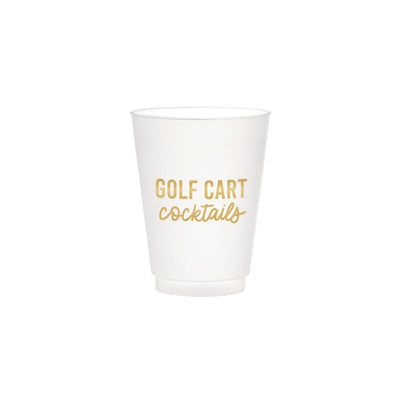 Golf Cart Cocktails White Plastic Cups 6ct