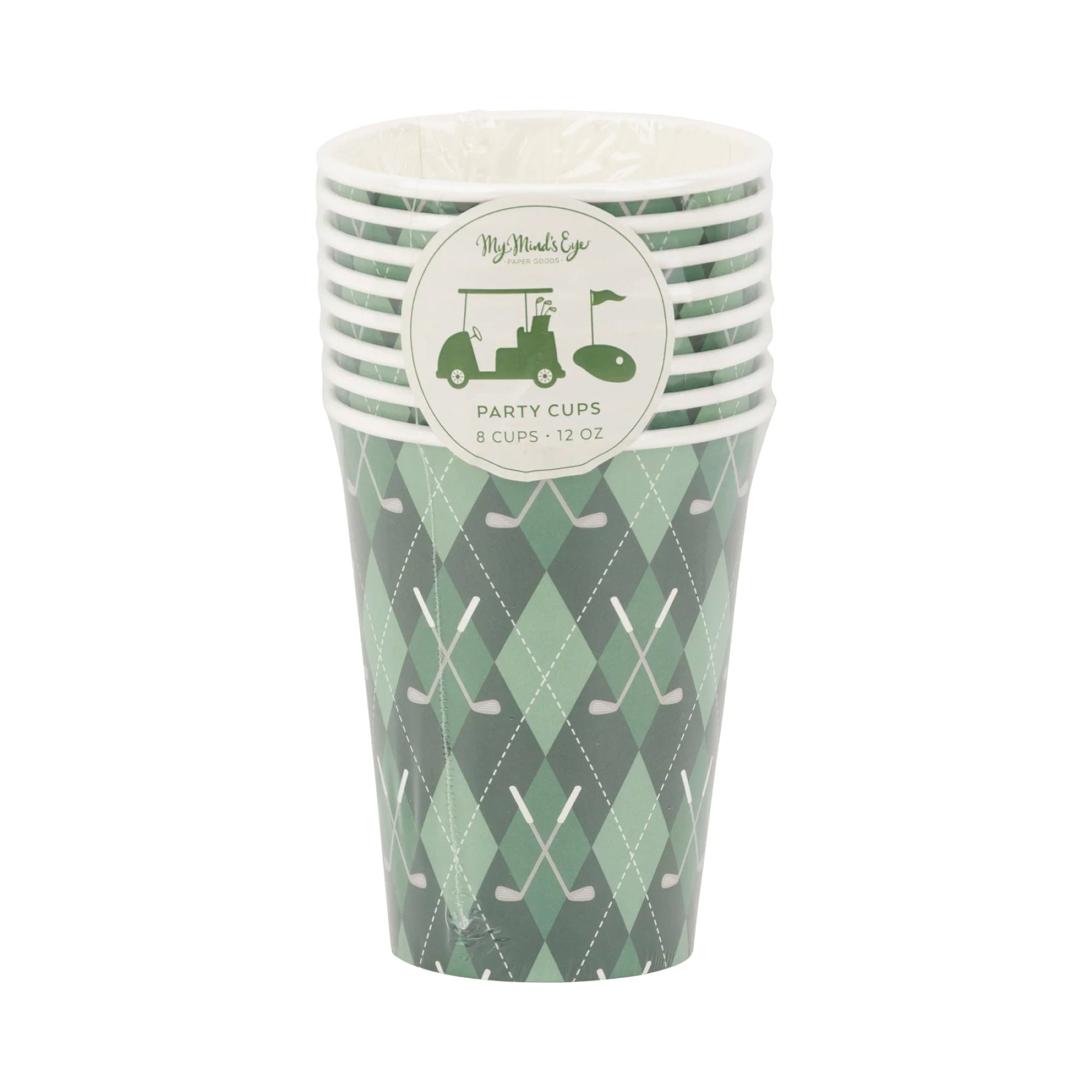 Golf Plaid Paper Cups 8ct | The Party Darling