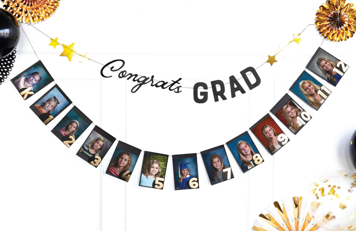 K-12 Graduation Photo Banner 6ft - Fits 4&quot; x 6&quot; Photos | The Party Darling
