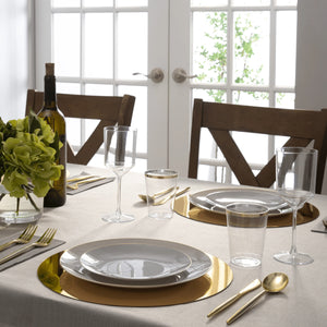 Gray and Gold Plastic Plates Luxe Party