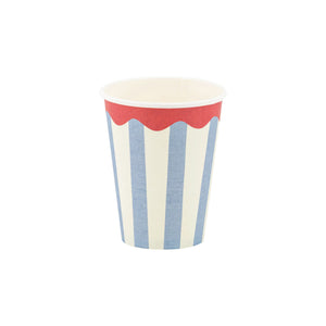 Hamptons Stripes & Scalloped Paper Cups 8ct | The Party Darling