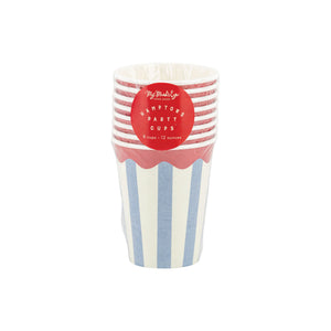 Hamptons Stripes & Scalloped Party Cups 8ct | The Party Darling