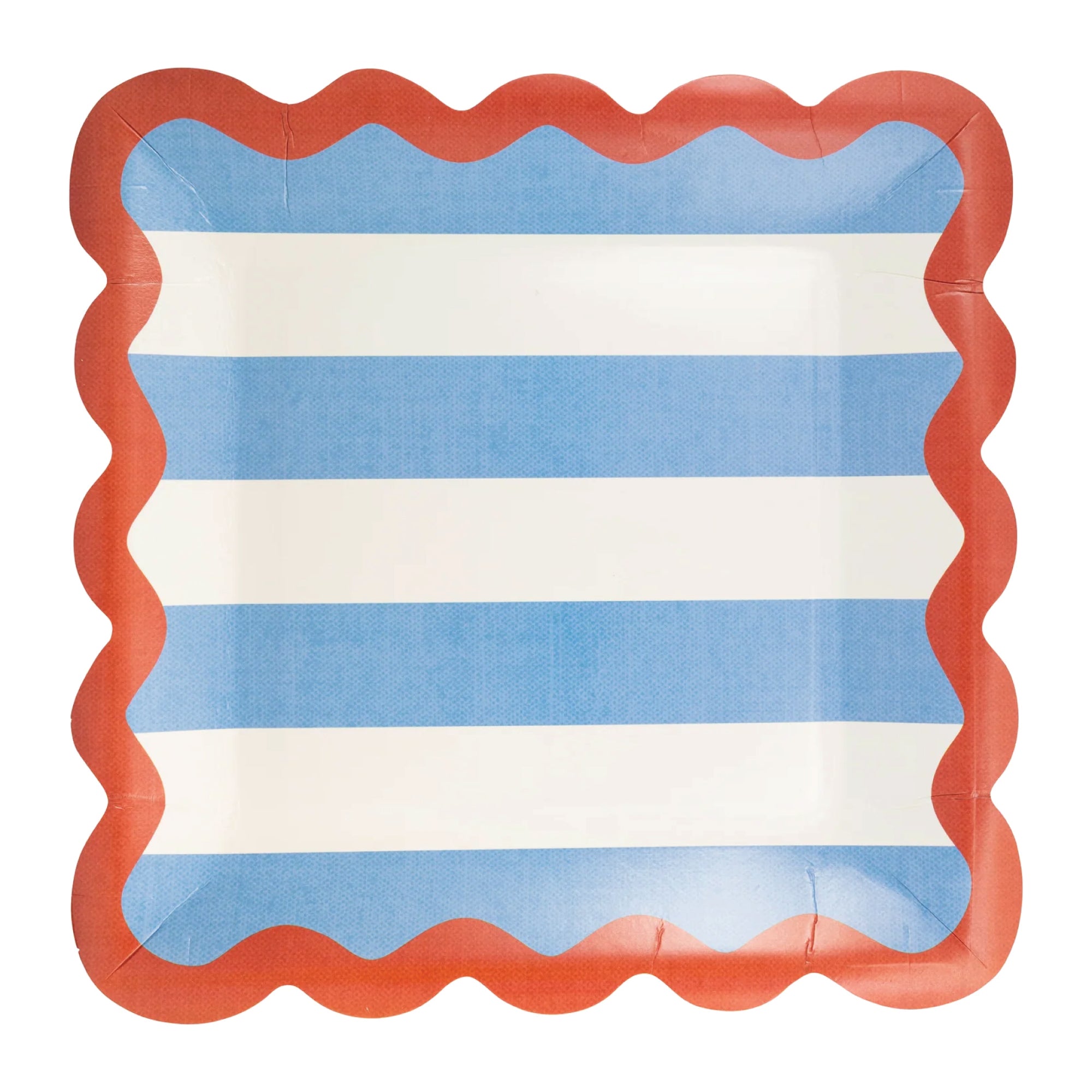 Hamptons Blue Stripes & Red Scalloped Lunch Plates 8ct | The Party Darling