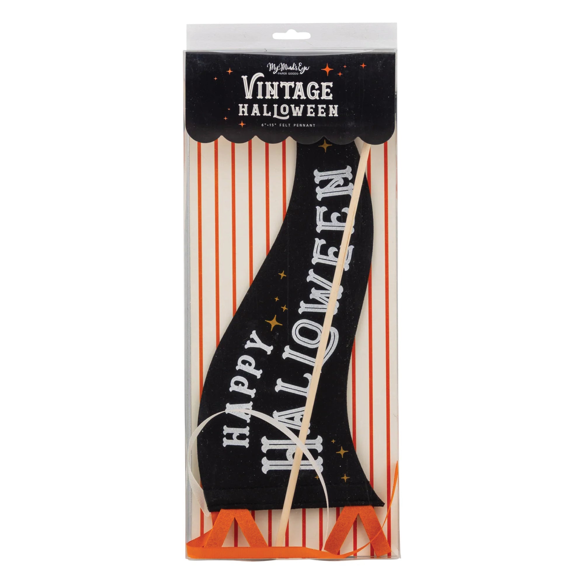 Happy Halloween Felt Pennant Flag in clear packaging