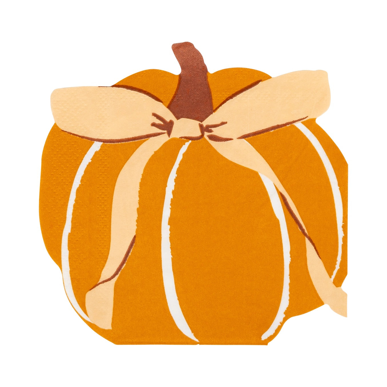 Fall pumpkin napkins with brown stem and metallic gold foil accent