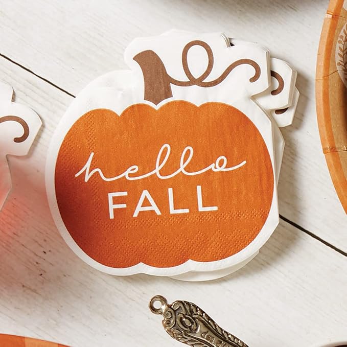 Hello Fall Pumpkin Dessert Napkins 20ct | The Party Darling