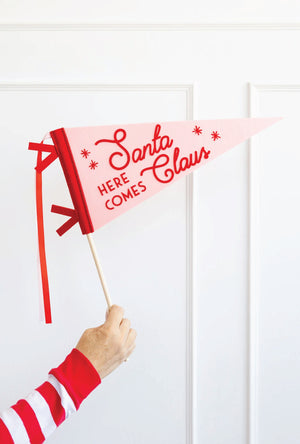 Here Comes Santa Claus Christmas Felt Pennant Flag | The Party Darling