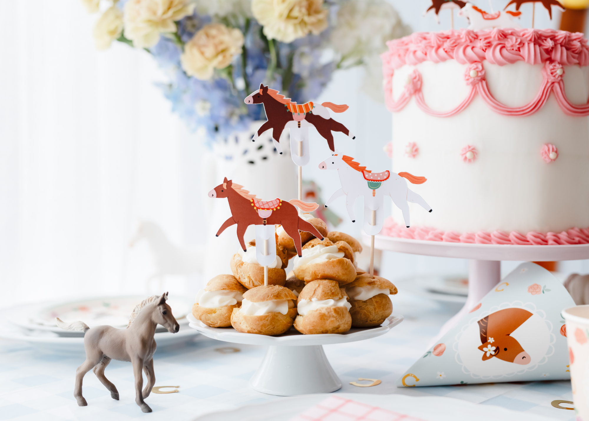 Horse Cake Toppers on Cream Puffs | The Party Darling