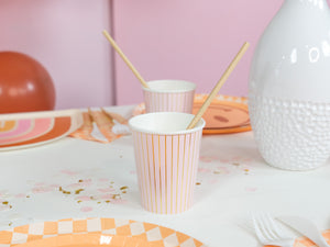 Pink & Gold Pinstripe Cups 10pk | The Party Darling