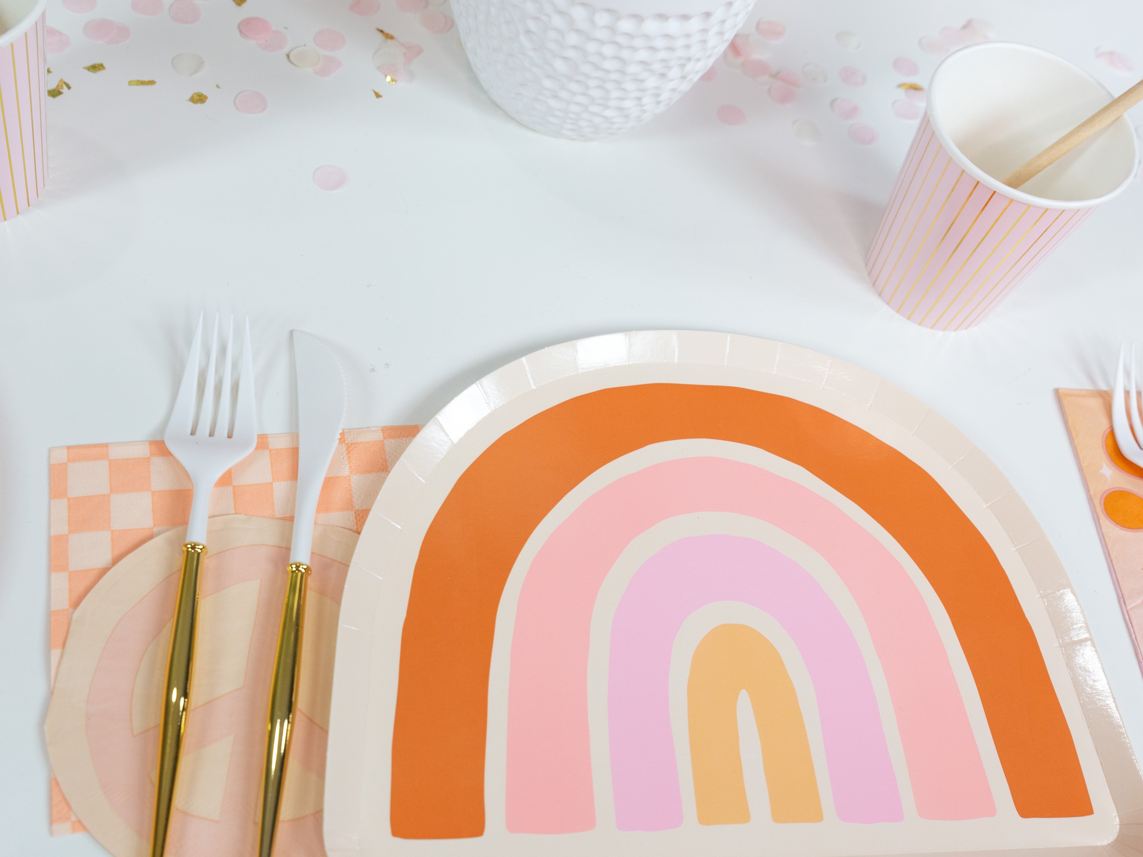 Peach & Cream Checkered Dessert Napkins - Thumbnail 4