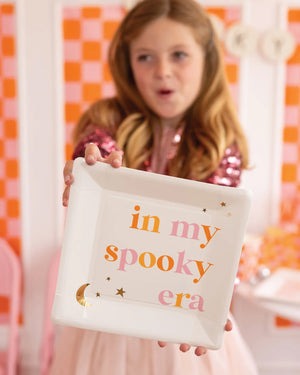 Girl holding In My Spooky Era Lunch Plates | The Party Darling