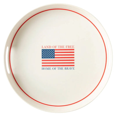 Patriotic Round Bamboo Serving Tray