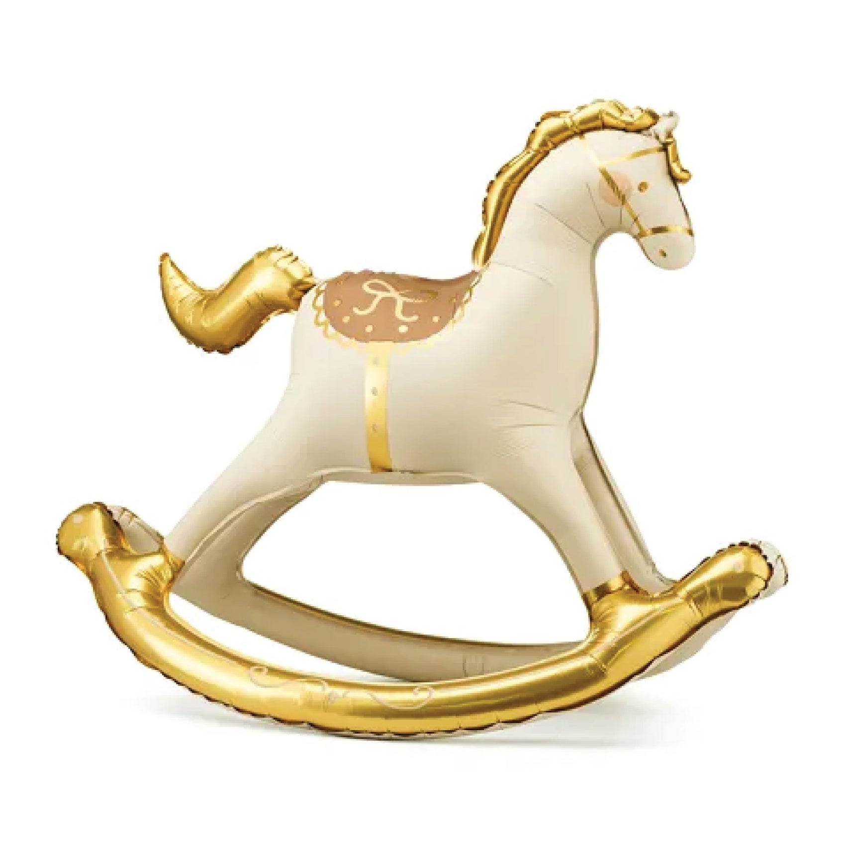 Vintage rocking horse balloon with gold accents