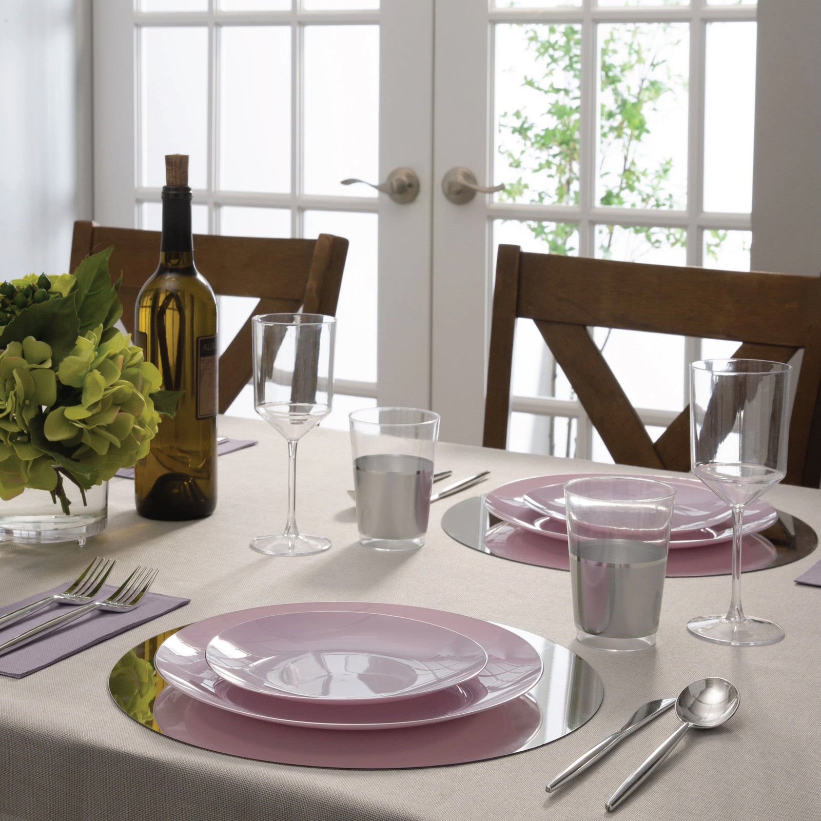 Lavender & Silver Rim Plastic Dinner Plates 10ct | The Party Darling