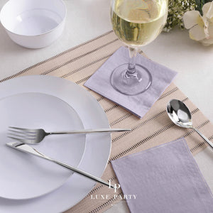 Lavender & Silver Stripe Cocktail Napkins | The Party Darling