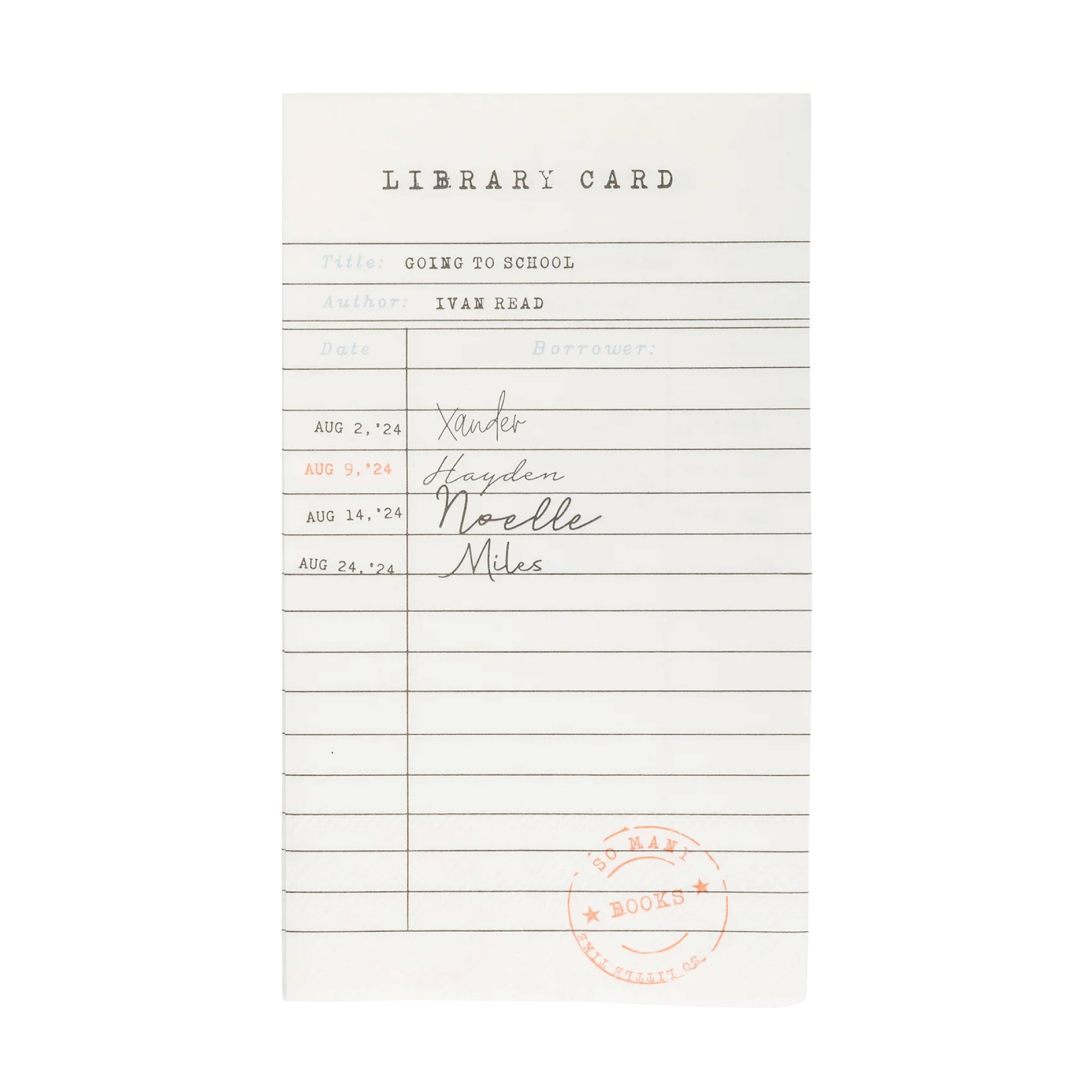 Library Card Paper Guest Towels 24ct | The Party Darling