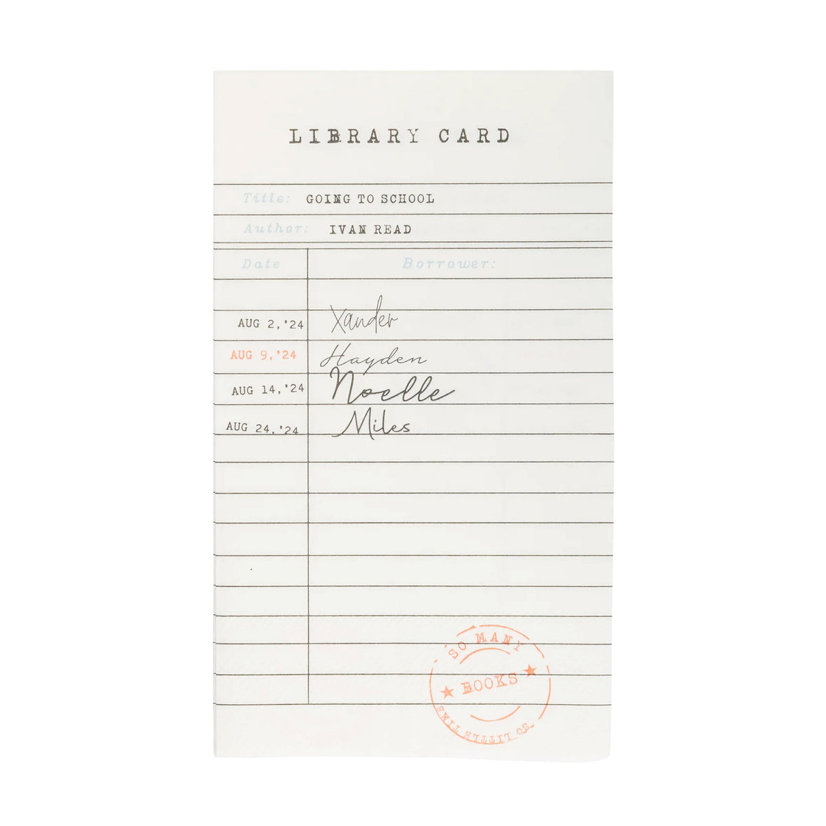 Library Card Paper Guest Towels 24ct | The Party Darling