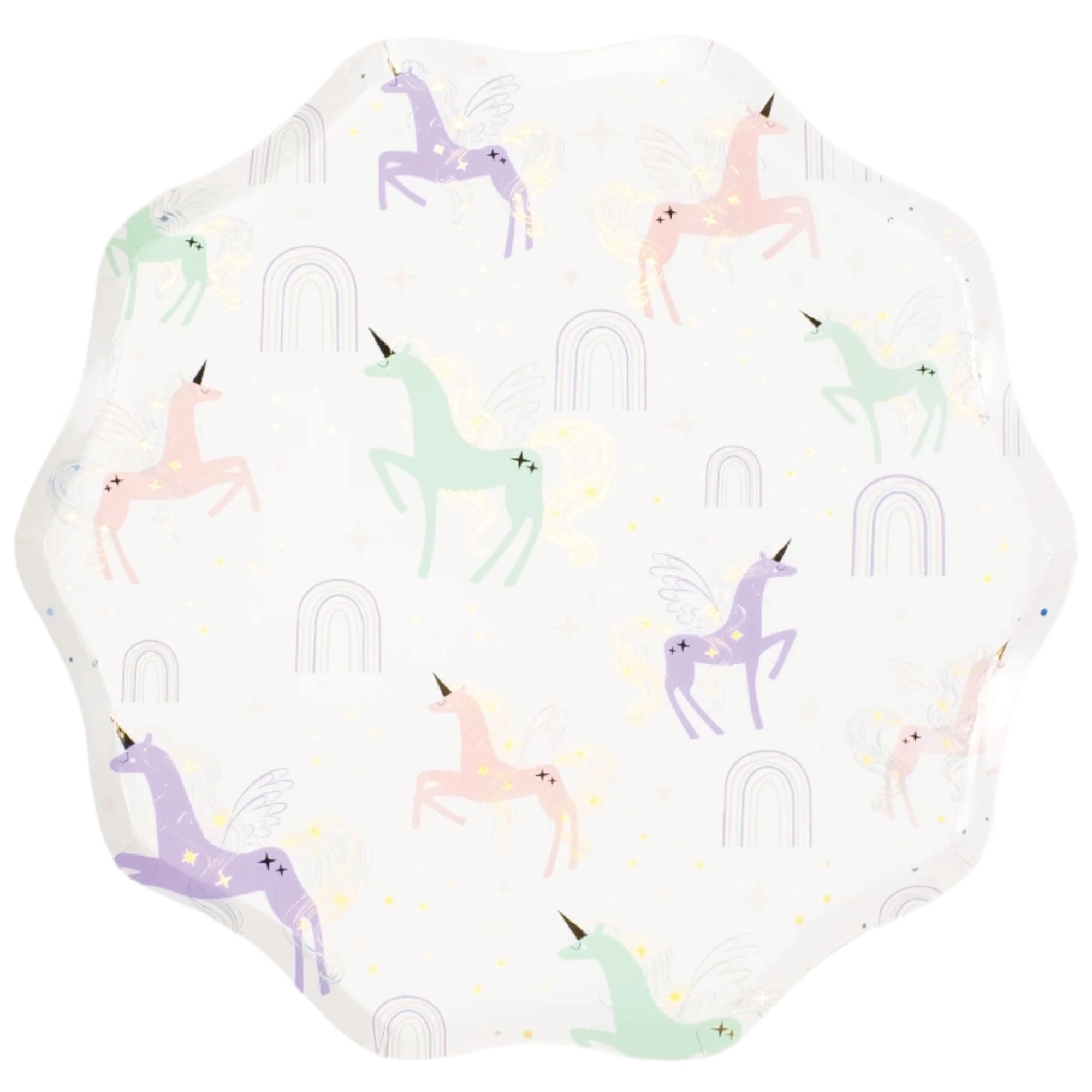 Pastel unicorn lunch plates with scalloped edge