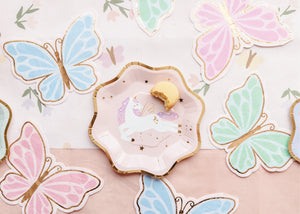 Unicorn Plate with Pastel Butterfly Napkins