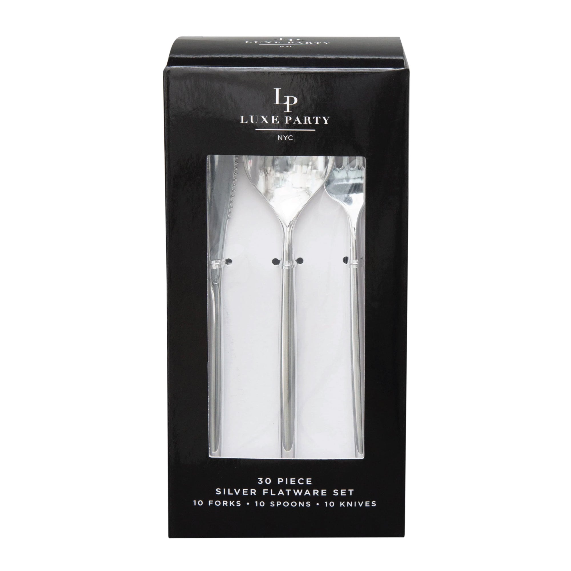 Modern Silver Plastic Cutlery Set 30pcs | The Party Darling