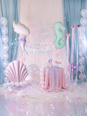 Clear Pink Sphere Balloon 15.7in Mermaid Party Set Up