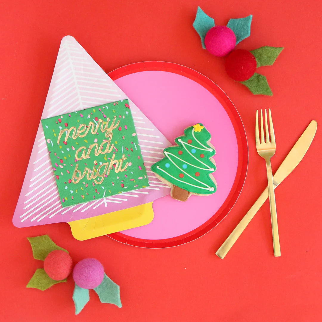 Assorted Merry & Bright Christmas Tree Plates | The Party Darling 